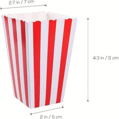 6pcs Red Striped Popcorn Boxes Mini Paper Containers for Movie Nights