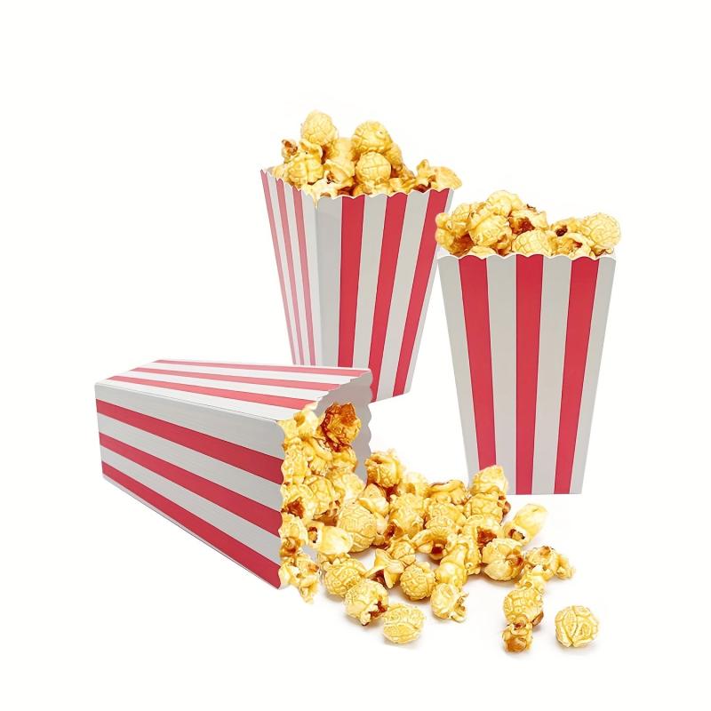 6pcs Red Striped Popcorn Boxes Mini Paper Containers for Movie Nights