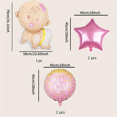 5pcs Gender Reveal Party Balloons Cartoon Decorative Balloons