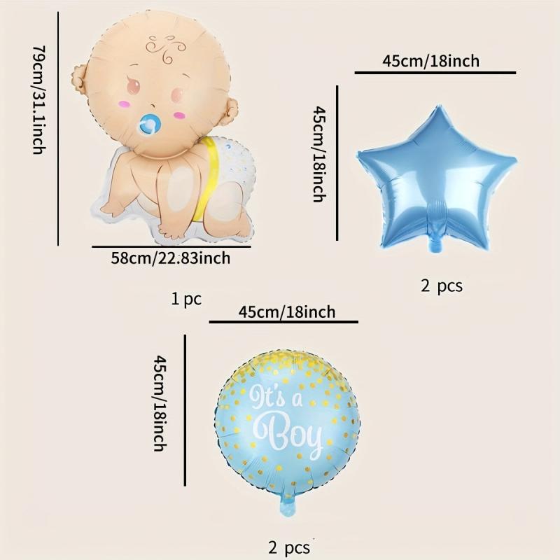 5pcs Gender Reveal Party Balloons Cartoon Decorative Balloons
