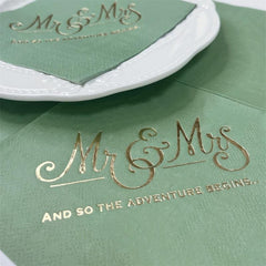 16pcs Green MR&MRS Party Cocktail Paper Napkins Wedding Decor