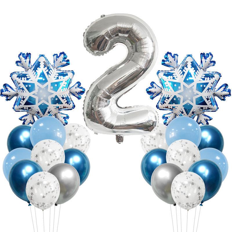 24pcs Snowflake Number1 And 2 Balloon Birthday Party Decor