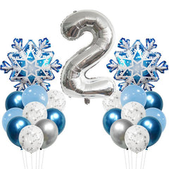 24pcs Snowflake Number1 And 2 Balloon Birthday Party Decor