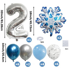 24pcs Snowflake Number1 And 2 Balloon Birthday Party Decor