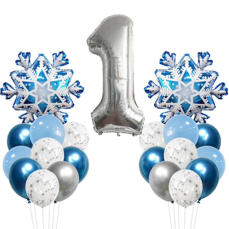 24pcs Snowflake Number1 And 2 Balloon Birthday Party Decor