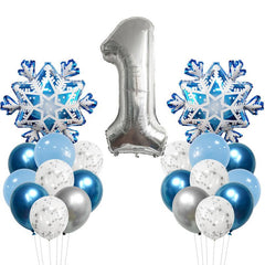 24pcs Snowflake Number1 And 2 Balloon Birthday Party Decor
