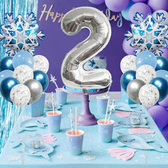 24pcs Snowflake Number1 And 2 Balloon Birthday Party Decor
