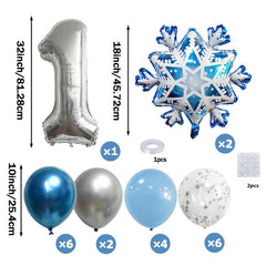 24pcs Snowflake Number1 And 2 Balloon Birthday Party Decor