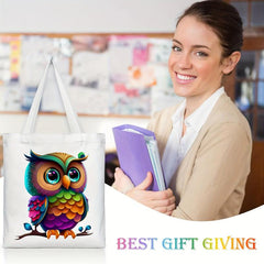 Owl Pattern Canvas Tote Bag Anime Shoulder Bag Reusable Shopping Handba