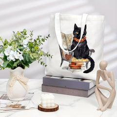 Cat Pattern Canvas Tote Bag Women's Portable Anime Shoulder Bag