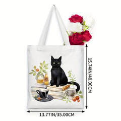 Cat Mom Floral Pattern Tote Bag Anime Shoulder Reusable Shopping Handbag