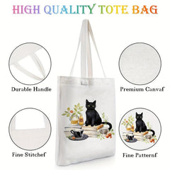 Cat Mom Floral Pattern Tote Bag Anime Shoulder Reusable Shopping Handbag