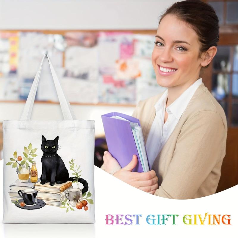 Cat Mom Floral Pattern Tote Bag Anime Shoulder Reusable Shopping Handbag