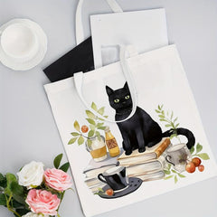Cat Mom Floral Pattern Tote Bag Anime Shoulder Reusable Shopping Handbag