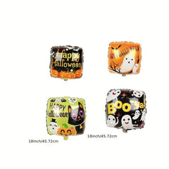 1pc Mini Halloween Cartoon Square Pumpkin Aluminium Film Balloon Decoration