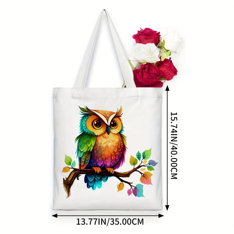 OWL Pattern Canvas Tote Bag Anime Shoulder Bag Reusable Shopping Handba