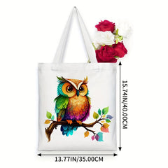 OWL Pattern Canvas Tote Bag Anime Shoulder Bag Reusable Shopping Handba