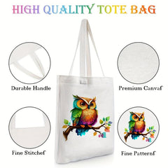OWL Pattern Canvas Tote Bag Anime Shoulder Bag Reusable Shopping Handba