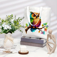OWL Pattern Canvas Tote Bag Anime Shoulder Bag Reusable Shopping Handba