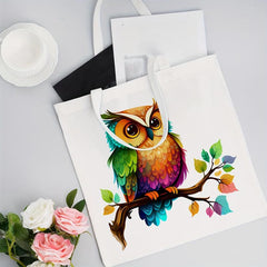 OWL Pattern Canvas Tote Bag Anime Shoulder Bag Reusable Shopping Handba