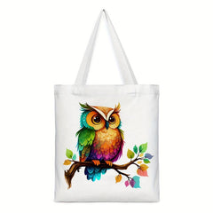 OWL Pattern Canvas Tote Bag Anime Shoulder Bag Reusable Shopping Handba