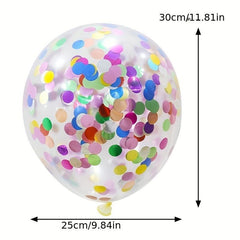 5pcs Colorful Sequin Transparent Latex Balloons - Party Decoration