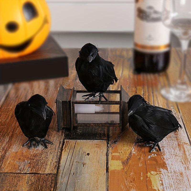1pc Halloween Crow Outdoor Decor Simulated Crow Halloween Decoration