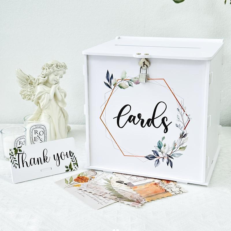 DIY Wedding Card Box With Lock Eucalyptus Design