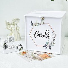 DIY Wedding Card Box With Lock Eucalyptus Design