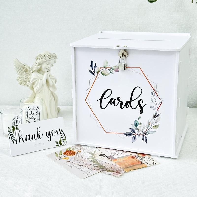 DIY Wedding Card Box With Lock Eucalyptus Design