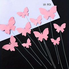 10pcs Butterfly Cake Decoration for Birthday Cakes, Princess Insert Card