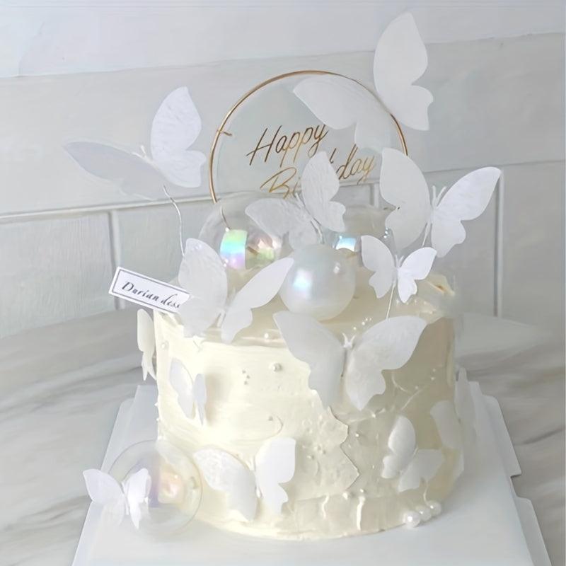 10pcs Butterfly Cake Decoration for Birthday Cakes, Princess Insert Card