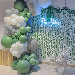 Retro Green Gray Balloon Garland Arch Kit 147PCS for Party