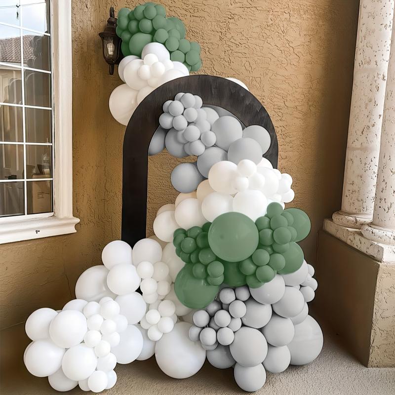 Retro Green Gray Balloon Garland Arch Kit 147PCS for Party