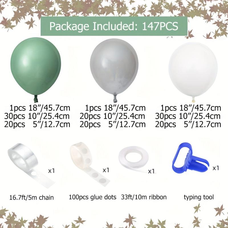 Retro Green Gray Balloon Garland Arch Kit 147PCS for Party