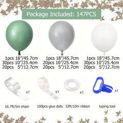 Retro Green Gray Balloon Garland Arch Kit 147PCS for Party