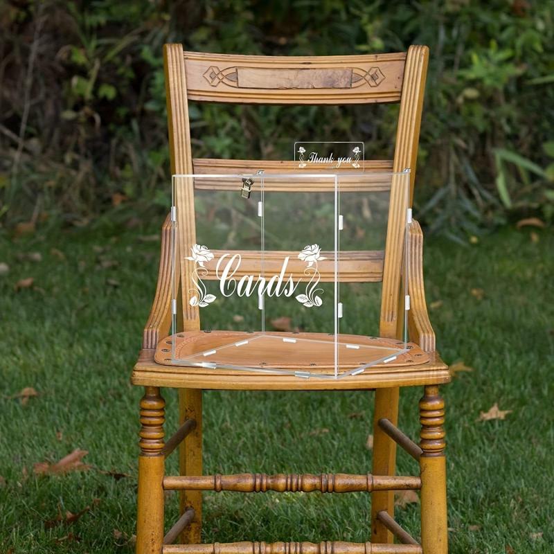 Clear Wedding Card Box With Lock Gift Money Holder Reception Anniversary Rustic