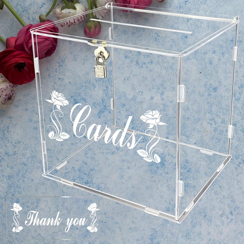 Clear Wedding Card Box With Lock Gift Money Holder Reception Anniversary Rustic