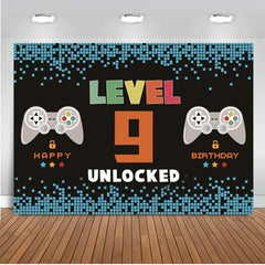 9th Birthday Video Game Party Banner & Level 9 Unlocked Photo Booth Background
