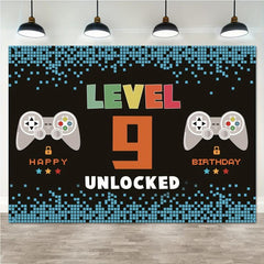 9th Birthday Video Game Party Banner & Level 9 Unlocked Photo Booth Background