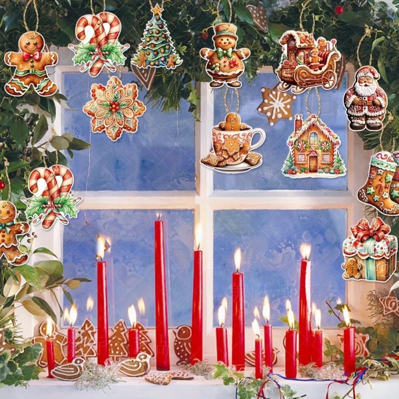 12pcs Gingerbread Man Theme Christmas Party Decoration Pendants