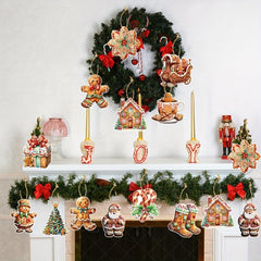 12pcs Gingerbread Man Theme Christmas Party Decoration Pendants