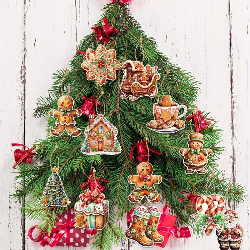 12pcs Gingerbread Man Theme Christmas Party Decoration Pendants