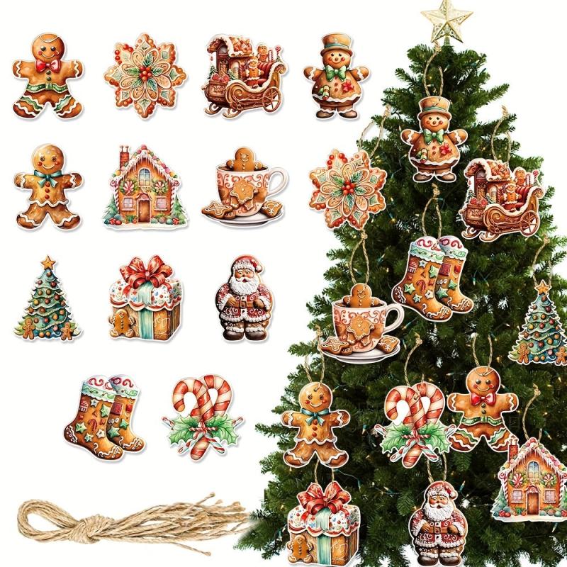 12pcs Gingerbread Man Theme Christmas Party Decoration Pendants