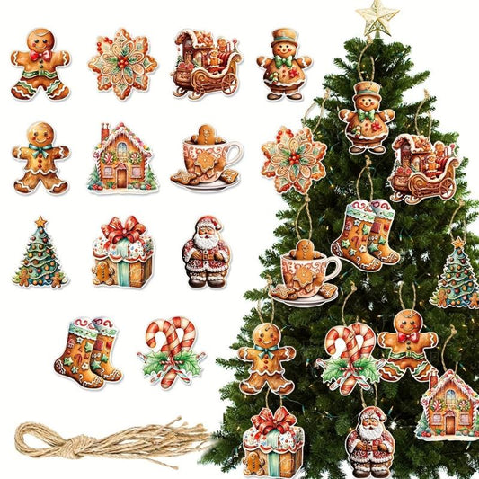 12pcs Gingerbread Man Theme Christmas Party Decoration Pendants