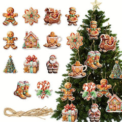 12pcs Gingerbread Man Theme Christmas Party Decoration Pendants