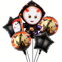 5pcs Halloween Balloons Pumpkin Bat Mummy Witch Castle Decor