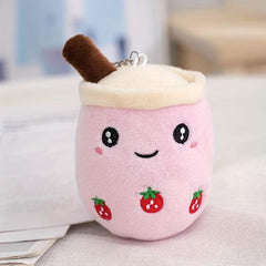 Fruit Milk Tea Cup Toy Plush Doll Keychain Souvenir Bag Charm