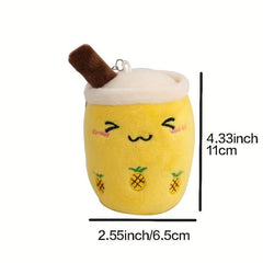 Fruit Milk Tea Cup Toy Plush Doll Keychain Souvenir Bag Charm