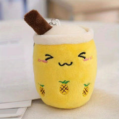 Fruit Milk Tea Cup Toy Plush Doll Keychain Souvenir Bag Charm